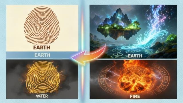 Fingerprints reveal your magical elements